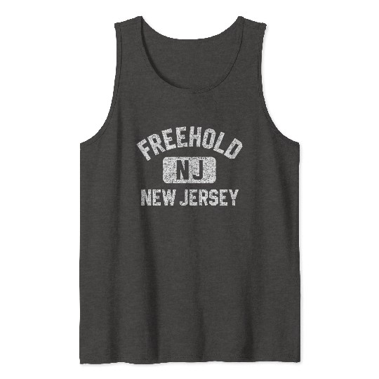Freehold Nj New Jersey Gym Style Distressed WhiteG Tank Tops