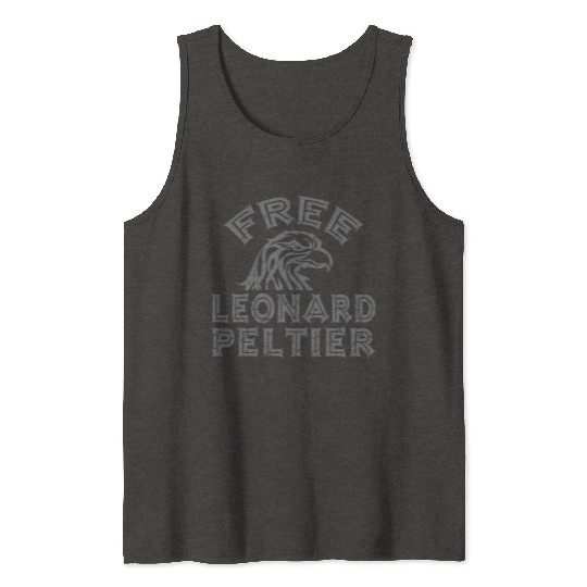 FREE LEONARD PELTIER EAGLE NATIVES grau used look Tank Tops
