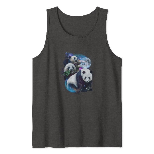 3 Moon Panda Funny Sichuan Bamboo Bear Animal Love Tank Tops