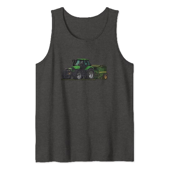 Light green tractor with a baler Tank Tops
