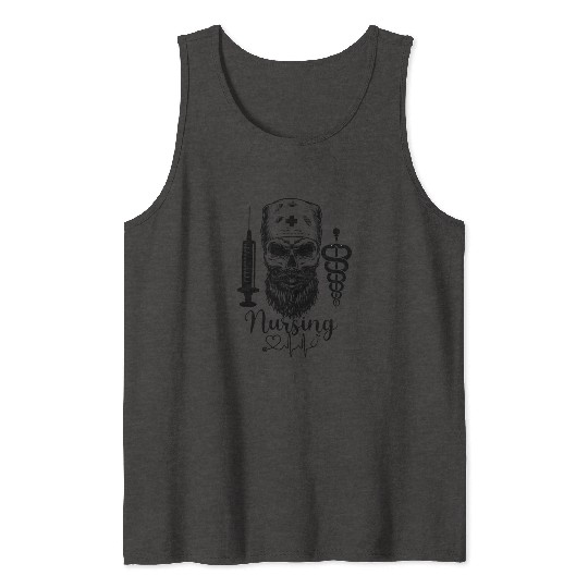 Nurse Sugar Skull Halloween Day Of The Dead Tank Tops