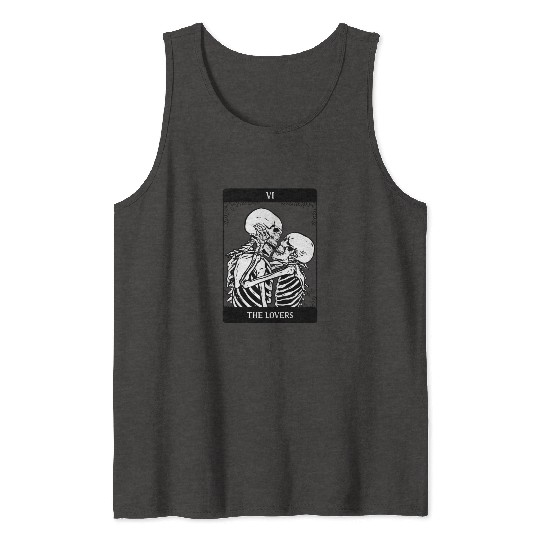 The Lovers Skeleton Tarot Card Tank Tops