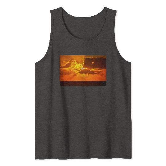 brilliant shining sun behind clouds rises Tank Tops