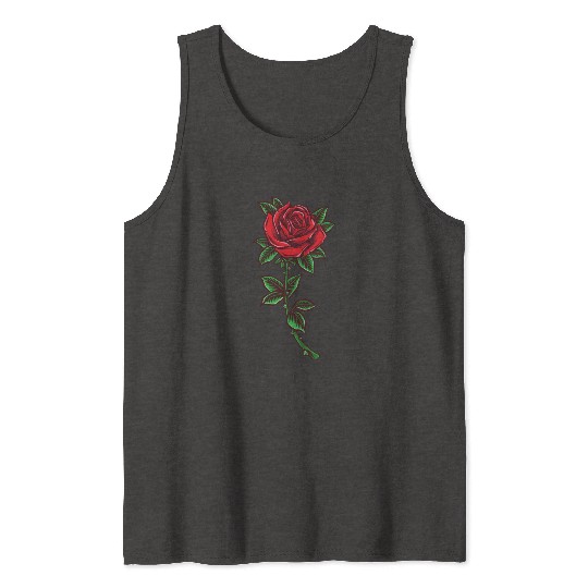 Red rose, Rose stem Tank Tops