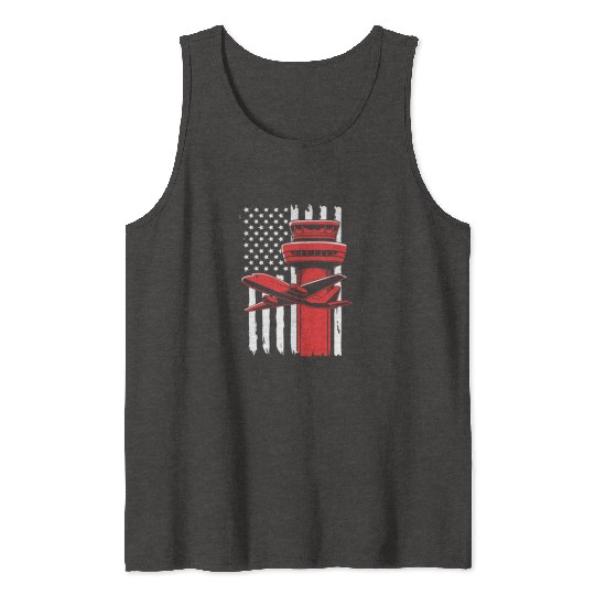 Pilot American Flag Air Traffic Controller Tank Tops