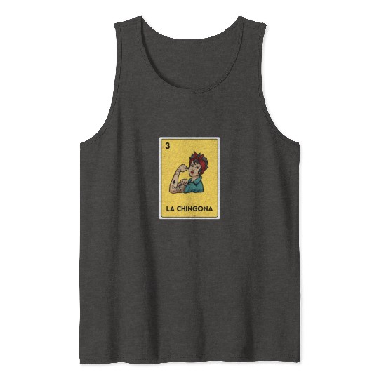 La Chingona Mexican Lottery Bingo Game Card Player Tank Tops