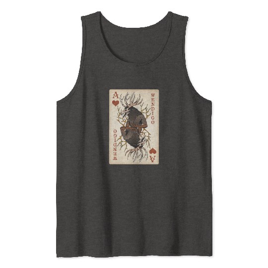 Wendigo Playing Card - Ace of Hearts Cryptid Art Tank Tops