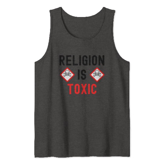 RELIGION Is TOXIC Skull Crossbones toxicity symbol Tank Tops