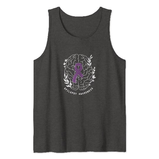 Epilepsy Awareness Ribbon Purple Epilepsy Brain Tank Tops