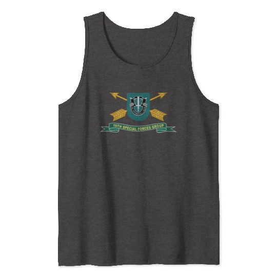 Army 19th Special Forces Group Flash w Br Ribbon Tank Tops