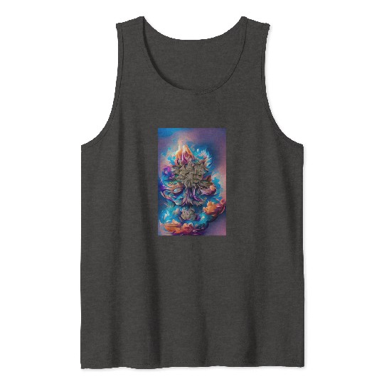Aqua Enamelled Gooey Kaleidoscopic Nug Flower Weed Tank Tops