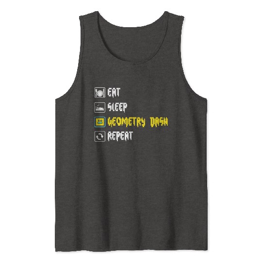 Eat sleep geometry dash repeat retro Jumper Repeat Tank Tops