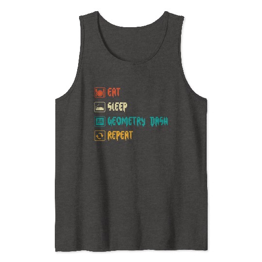 Eat sleep geometry dash repeat retro Jumper Repeat Tank Tops