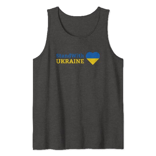 Stand with Ukraine with Heart Support & Solidarity Tank Tops