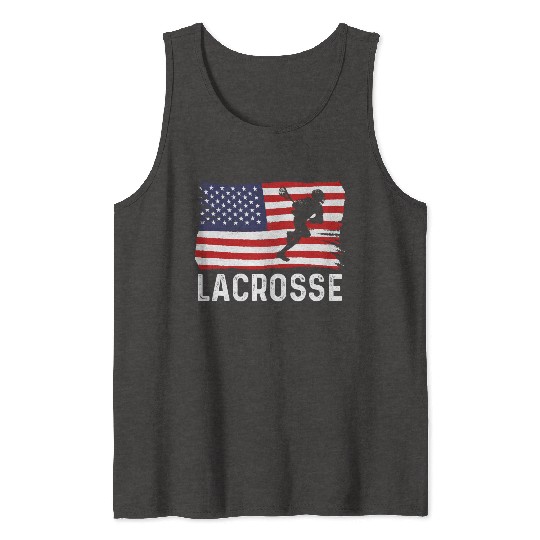 Lacrosse American Flag USA 4th Of July Tank Tops