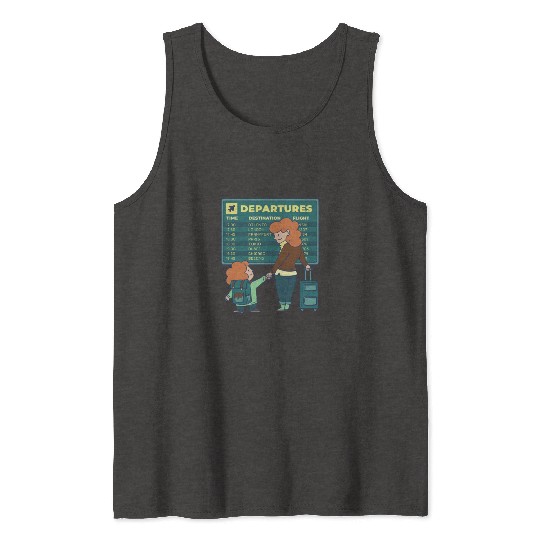 Airport Departures Flight Mom and Son traveling Ai Tank Tops