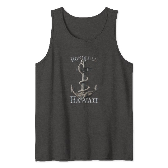 Honolulu Hawaii Nautical Anchor Sailing Tank Tops