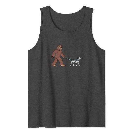 Bigfoot Sasquatch Walking Dalmatian Tank Tops