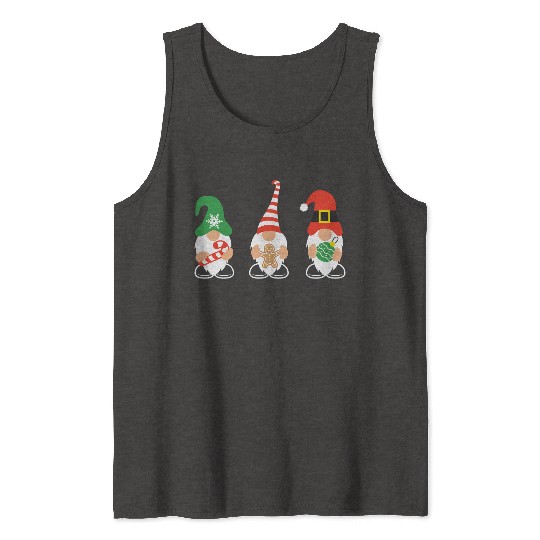 Christmas Gnomes with candy cane, gift Tank Tops