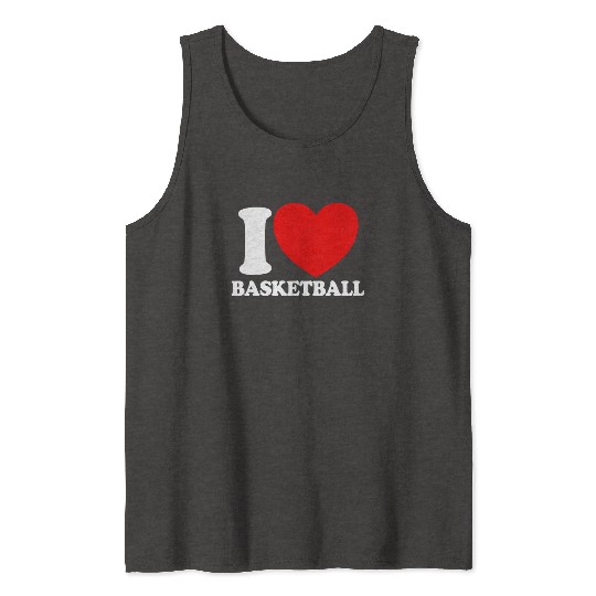 I Love Basketball Red Heart Hoop B-Ball Basketball Tank Tops