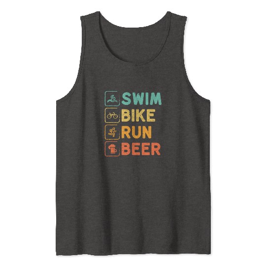 Swim Bike Run Beer Triathlon Athlete Swim Run Bike Tank Tops