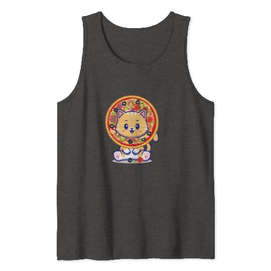 Cat Eating a Pizza Tank Tops