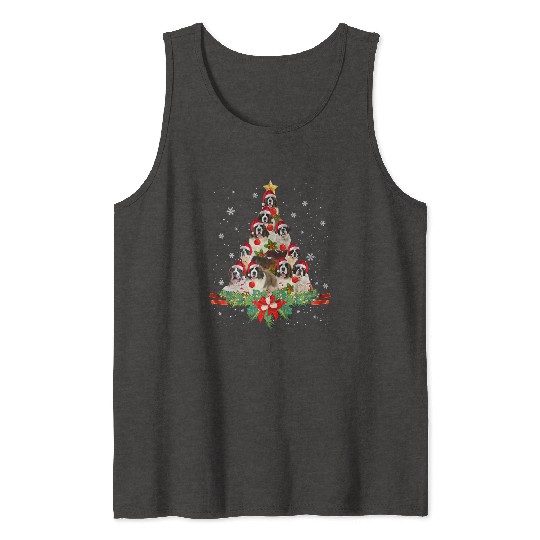 Saint Bernard Christmas Tree Tank Tops Dog Owner Gift