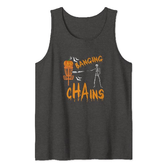 Halloween Funny Disc Golf Frolf skeleton Costume Tank Tops