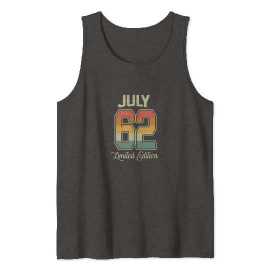 Vintage 60th Birthday July 1962 Sports Gift Tank Tops