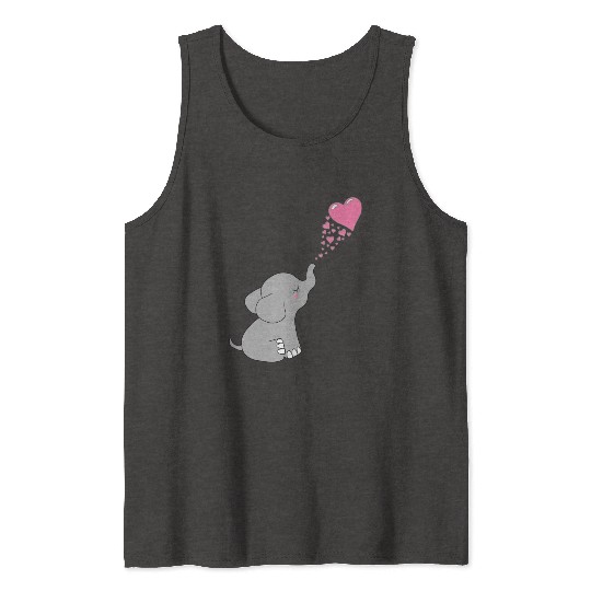 Grey Elephant with love Tank Tops