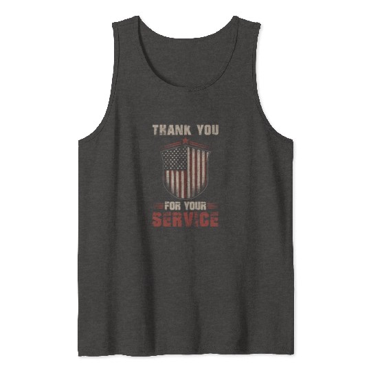 American Flag Patriotic Soldier US Veteran Men Tank Tops