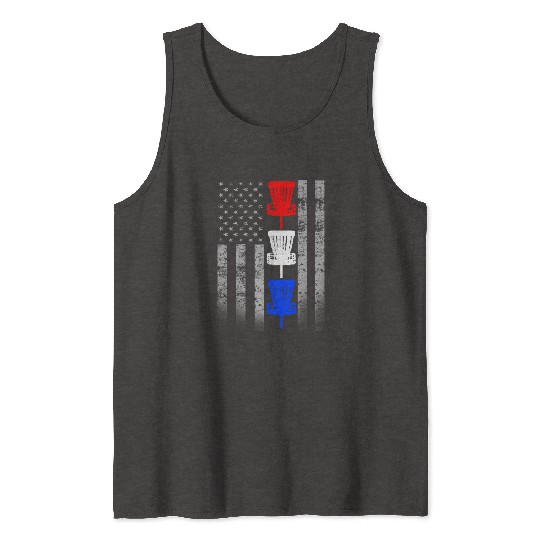 Red White and Blue Disc Golf Flag Tank Tops