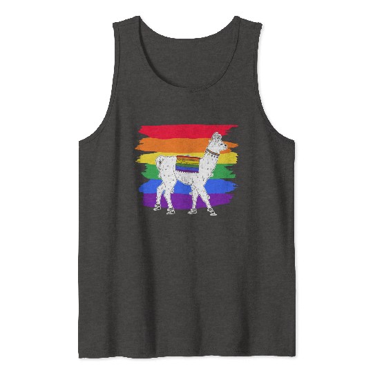LGBTQ Llama Alpaca Women Gay Lesbian Llama Tank Tops