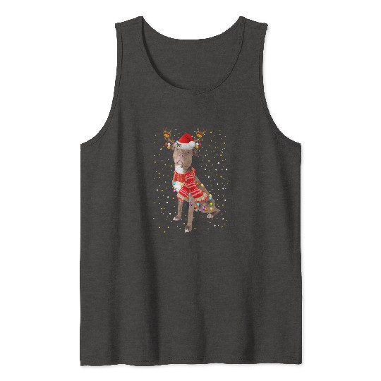 Pitbull Reindeer Christmas Light Tank Tops