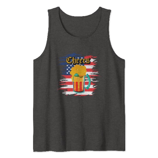 funny patriotic mullet beer 4th of july summer Tank Tops