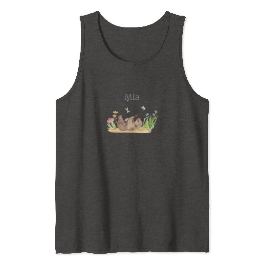 Forest Animal Bear Flowers Name David Tank Tops