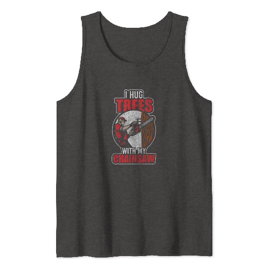 Wood Forestry Chainsaw Saw Tank Tops