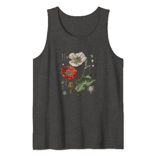 Red Poppy flower Botanical Poppies Red Poppy Tank Tops
