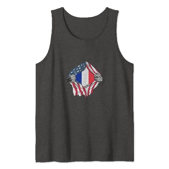 USA France friendship flags design Tank Tops