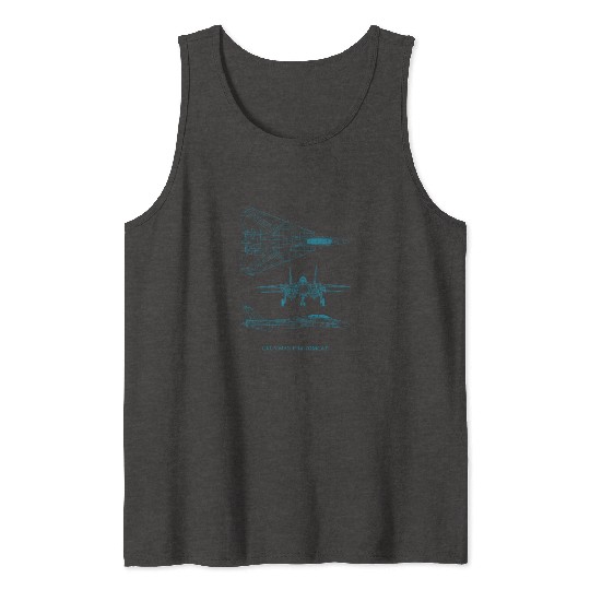 F-14 Tomcat Jet Fighter Blueprint Tank Tops