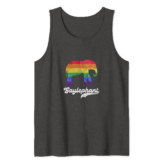 Gay Elephant LGBTQ Rainbow Flag Tank Tops
