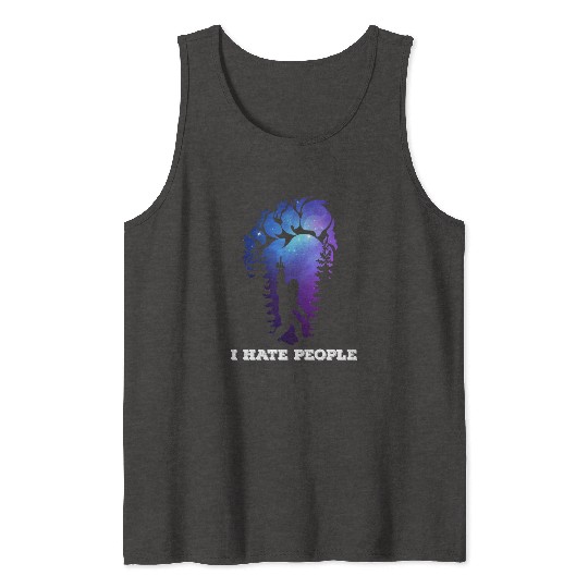 Bigfoot Footprint I hate people camping Tank Tops