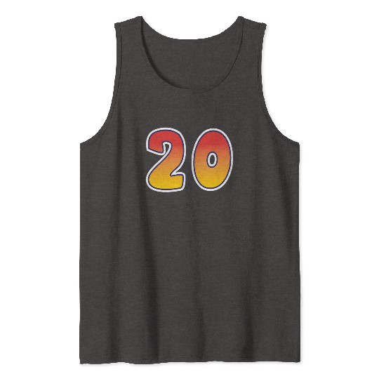 Number 20 Red - Orange Design Tank Tops