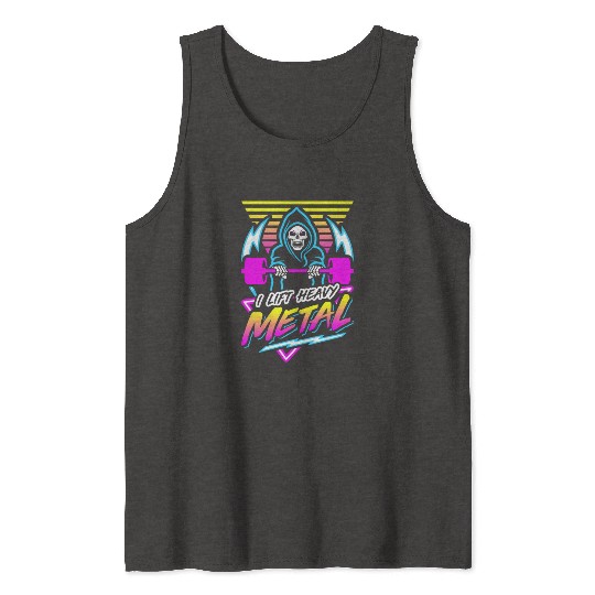I Lift Heavy Metal (Gym Reaper) Retro Neon Tank Tops