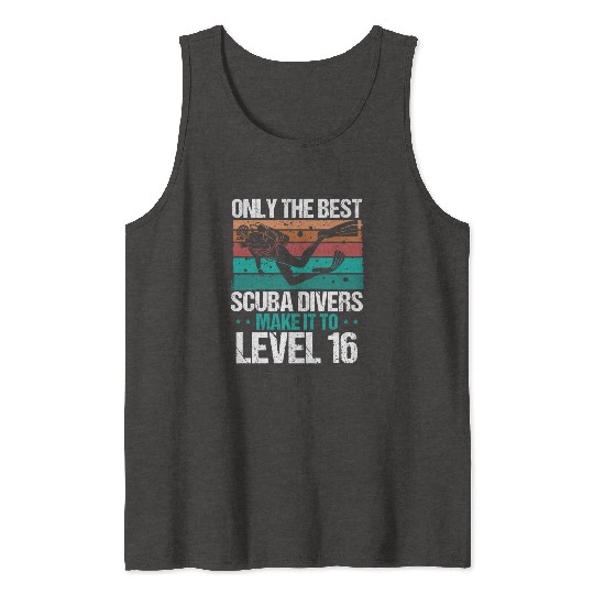 16 Scuba Diving Level 16 Year Diver Snorkeling Tank Tops