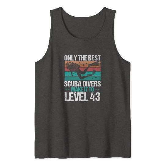 43 Scuba Diving Level 43 Year Diver Snorkeling Tank Tops