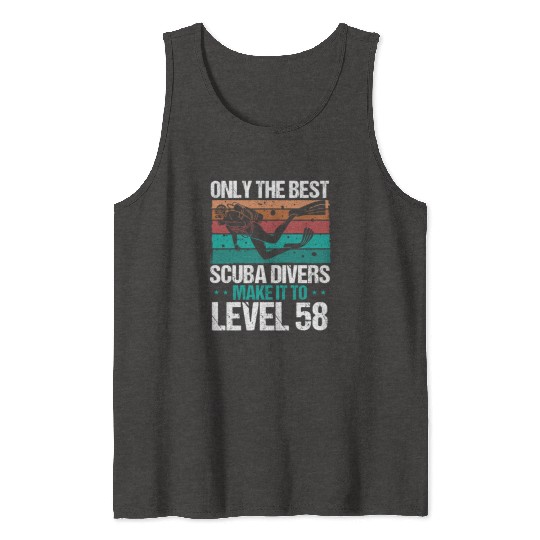 58 Scuba Diving Level 58 Year Diver Snorkeling Tank Tops