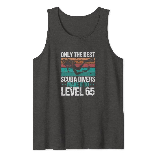 65 Scuba Diving Level 65 Year Diver Snorkeling Tank Tops