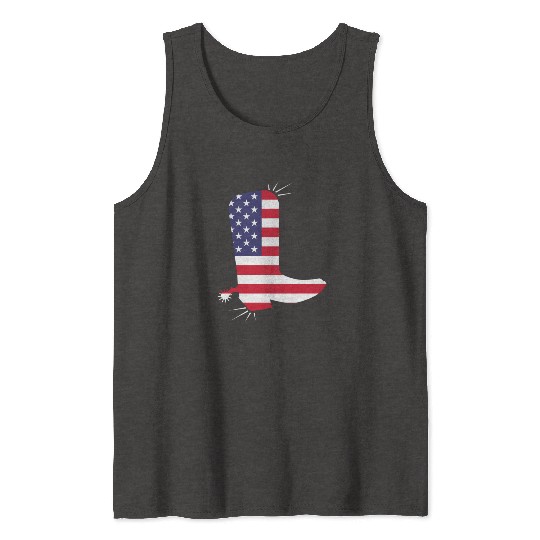 American Flag Cowboy Boot Stars And Stripes Tank Tops