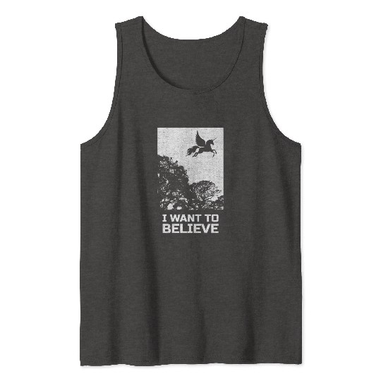 Unicorn "I Want To Believe" UAP Outfit Alien Ufo Tank Tops
